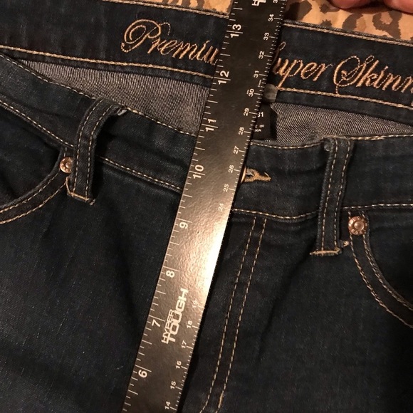 GAP Premium Super Skinny size 12  dark blue stretch denim with zippers at ankle - Picture 5 of 14